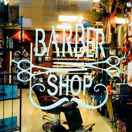 Sofia Peluqueros - Barber Shop letrero de barber shop en vidrio 